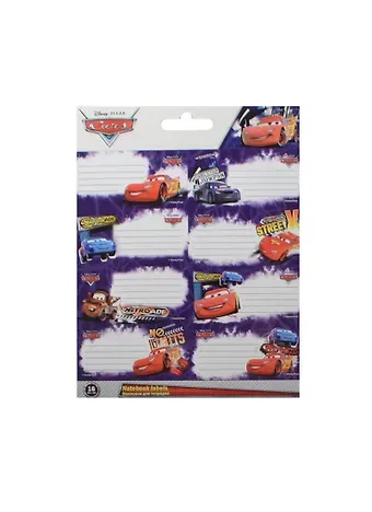 Наклейки для тетрадей "Cars" 7,7*3,9см, 2л в упаковке, Disney