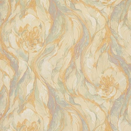 Обои Fipar Gold R 23618 Винил на флизелине 1061005 БежевыйЗеленыйЗолотоСиреневый МраморЦветы 5000₽