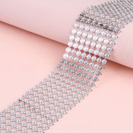 Лента с имитацией страз, ажурная, 5.5 см, 1.5 м, цвет серебряный