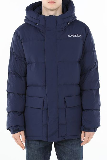 Пуховик с капюшоном и карманами COLORPLAY