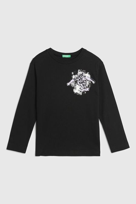 Лонгслив хлопковый с принтом Benetton 1110₽