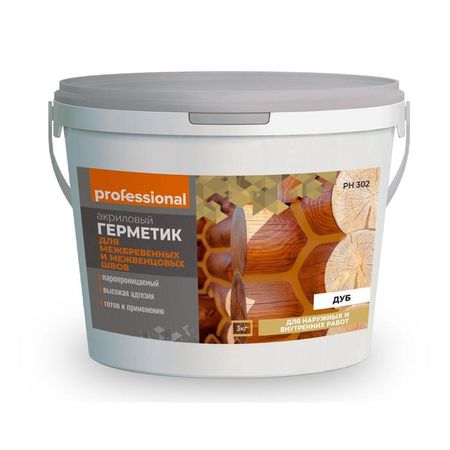 Герметик для межбревенчатых и межвенцовых швов Professional, 3 кг, цвет дуб