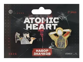 Набор значков Atomic heart Майор Нечаев (металл) (2 шт)