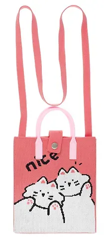 Сумочка вязаная с застежкой Котики Nice (18х22х7) (текстиль) (12-YiHeng-182201) Bookvalno