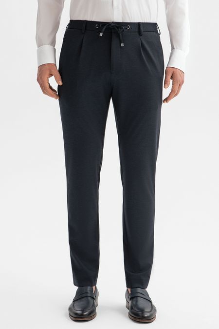 Синие брюки на кулиске из трикотажной ткани Slim fit 8990₽