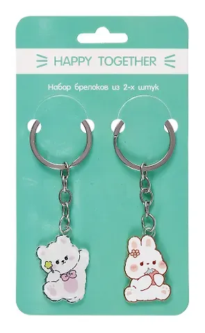 Брелоки парные Happy Together Kawaii Зайка и Мишка (акрил) (2 шт) (12-15521-P2)
