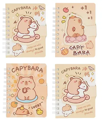 Записная книжка А7 80л лин. "CAPYBARA" спираль, карт.обл., липучка, ассорти