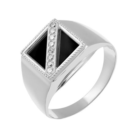 Кольцо-печатка из серебра с фианитами 2670₽