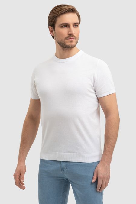 Джемпер с коротким рукавом из хлопка Пима 0₽