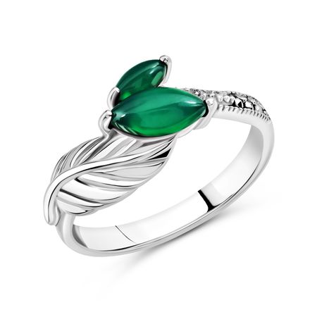 Серебряное кольцо с марказитами и хризопразами с чернением 2290₽