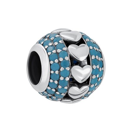 Серебряный шарм Сердце с фианитами и чернением 990₽