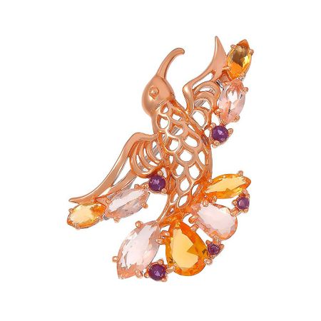 Брошь Птица из серебра с самоцветами и нано-керамическим покрытием 2020₽