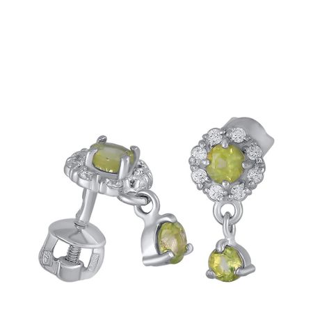 Серьги-пусеты из серебра с хризолитами и фианитами 790₽