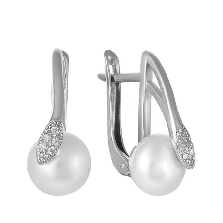 Серьги из серебра с жемчугом и фианитами 960₽