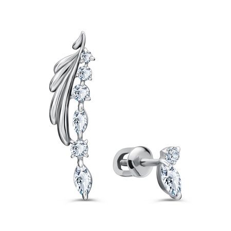 Серебряные серьги с фианитами и родированием 1350₽