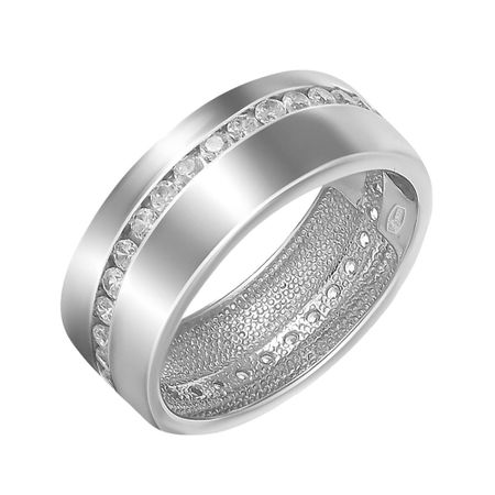 Серебряное обручальное кольцо с фианитами и родированием 1250₽