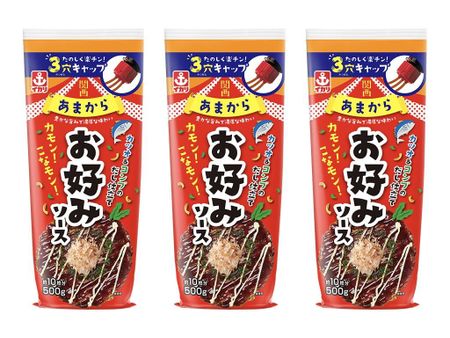 Squid sauce Okonomi sauce Kansai Amakara Ikari Bonito kelp soup stock Come 3 hole cap Okonomiyaki Kansai style sauce 500g x 3 bottles & on! Konamon!