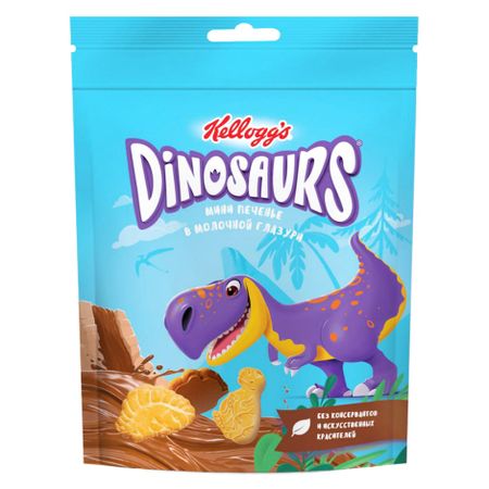 Печенье сахарное Kellogg's Dinosaurs мини в молочной глазури 50 г