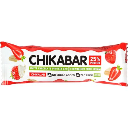 Батончик протеиновый ChikaLab глазированный клубника со сливками 60 г