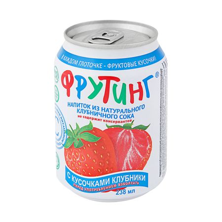 Напиток сокосодержащий Fruiting из клубничного сока с кусочками клубники 238 мл