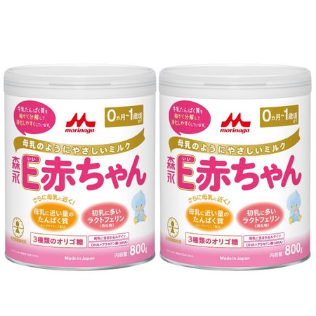 Morinaga большая банка 800 г x 2 банки упаковка от месяцев до 1 года порошок для новорожденных Лактоферрин 3 вида олигосахаридов E-baby [0 молока]