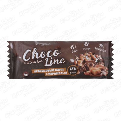 Батончик CHOCOLATE LINE Арахисовый пирог с карамелью протеиновый 50г