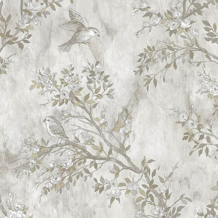 Обои Prima Italiana Arte Bella 80327 Винил на флизелине 10610 БежевыйСерыйЗеленый ПтицыДеревья 5200₽