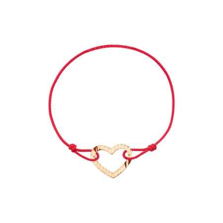 Браслет на нитке с золотой подвеской Сердце с алмазной гранью 700₽