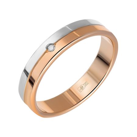 Золотое обручальное кольцо синтеринг с бриллиантом 54990₽