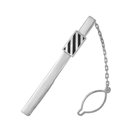 Серебряный зажим для галстука с фианитами 3200₽