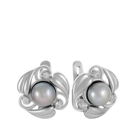 Серьги из серебра с жемчугом и фианитами 1590₽