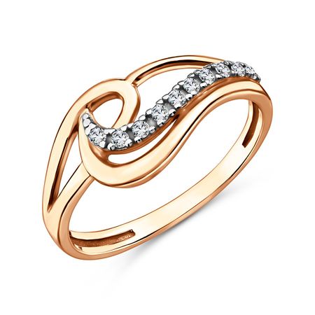 Серебряное кольцо с фианитами и позолотой 390₽