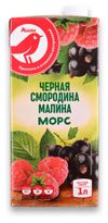 Морс АШАН Красная птица черная смородина-малина, 1 л