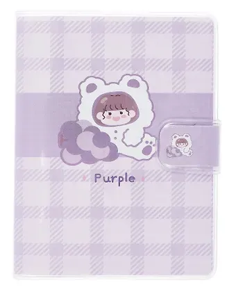 Записная книжка 90*128 80л кл. "Purple" ПВХ-обл., кнопка, ассорти, Yoi