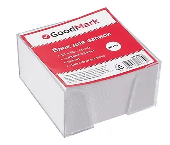 Блок-куб 90*90*45 белый, пласт.бокс, GoodMark