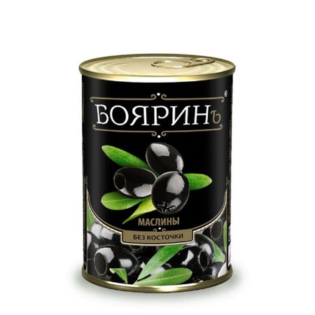 Маслины Бояринъ без косточки жестяная банка Турция 300 мл