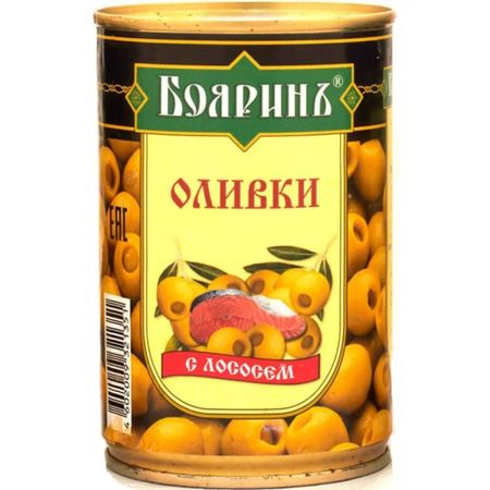 Оливки Бояринъ с лососем жестяная банка 300 мл