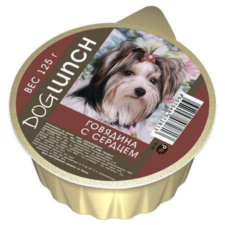 Dog Lunch влажный корм для собак крем-суфле с ГОВЯДИНОЙ и СЕРДЦЕМ в ламистерах - 125 г 570₽
