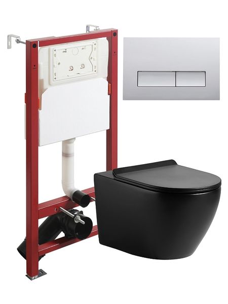 Комплект унитаза с инсталляцией Agger ATI03144APB200 с сиденьем Микролифт и клавишей смыва Хром глянцевый 42990₽