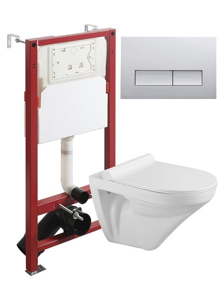 Комплект унитаза с инсталляцией Agger ATI06100APB200 с сиденьем Микролифт и клавишей смыва Хром глянцевый 33090₽