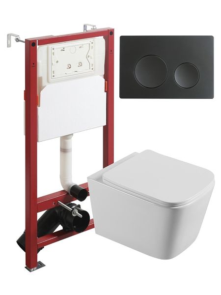 Комплект унитаза с инсталляцией Agger ATI04100APB144 с сиденьем Микролифт и Черной матовой клавишей смыва 36690₽