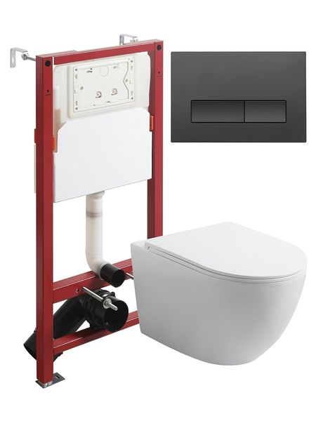 Комплект унитаза с инсталляцией Agger ATI07150APB244 с сиденьем Микролифт и Черной матовой клавишей смыва 34990₽