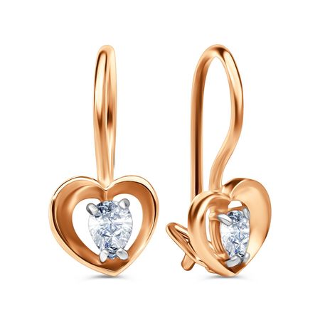 Серебряные детские серьги Сердце с фианитами и позолотой 990₽