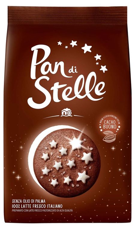 Печенье Mulino Bianco Pan Di Stelle шоколадное с сахарными звездочками, 350 г