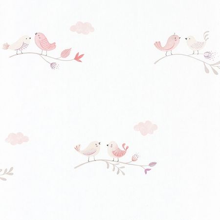 Обои детские Casadeco Rose Nino 85584298 Винил на флизелине 0531005 БелыйРозовый Птицы 4250₽