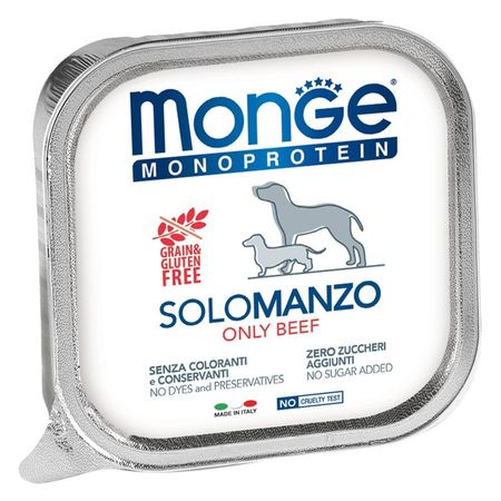 Monge Dog Monoprotein Solo полнорационный влажный корм для собак беззерновой паштет с говядиной в ламистерах - 150 г 24 шт 5664₽