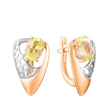 Золотые серьги с цитринами и родированием 59990₽