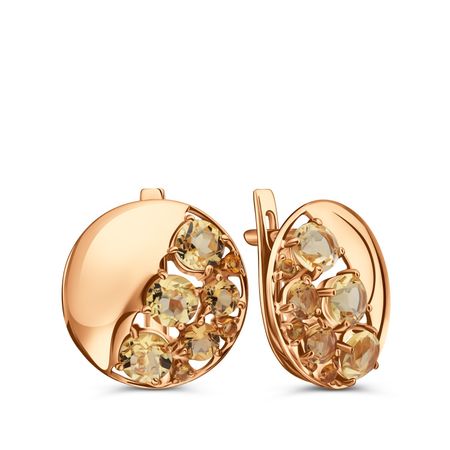 Золотые серьги с цитринами 88990₽