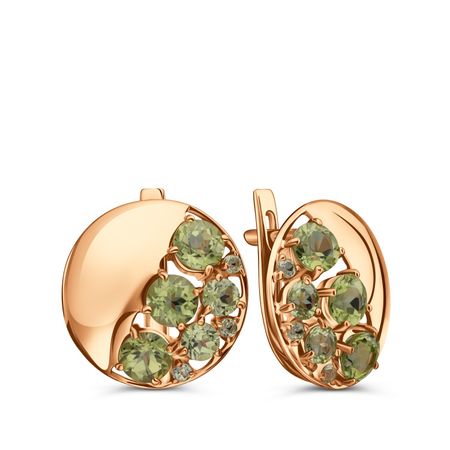 Золотые серьги с хризолитами 85990₽