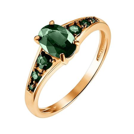 Золотое кольцо с изумрудами и родированием 129990₽
